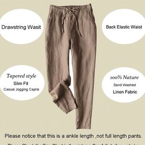 Linen Drawstring Ankle Length Pants